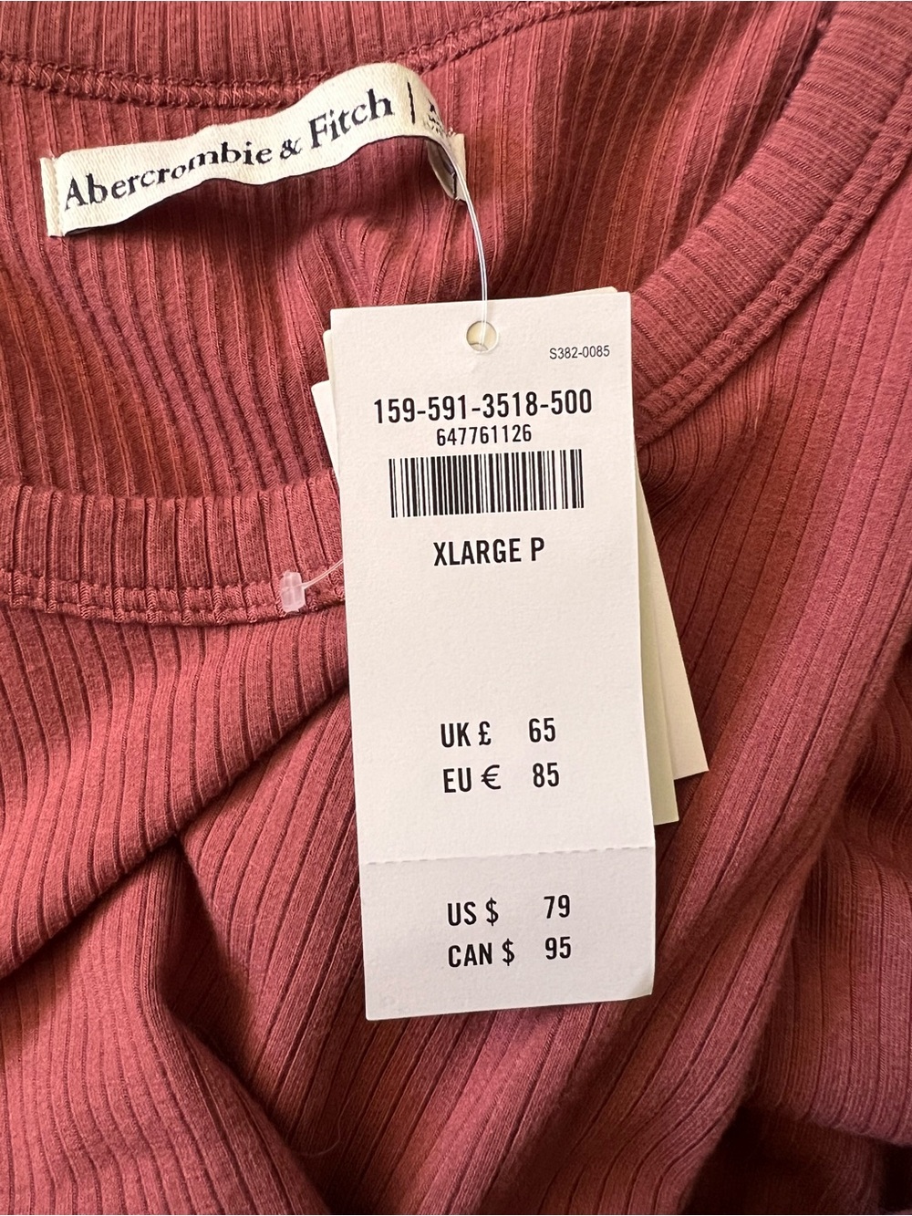 Abercrombie & Fitch Ribbed Midi Dress in Rust Red - Picture 4 of 4